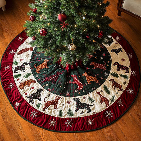 Hot Dog Happiness Christmas Quilted Tree Skirt NCU0DK1692