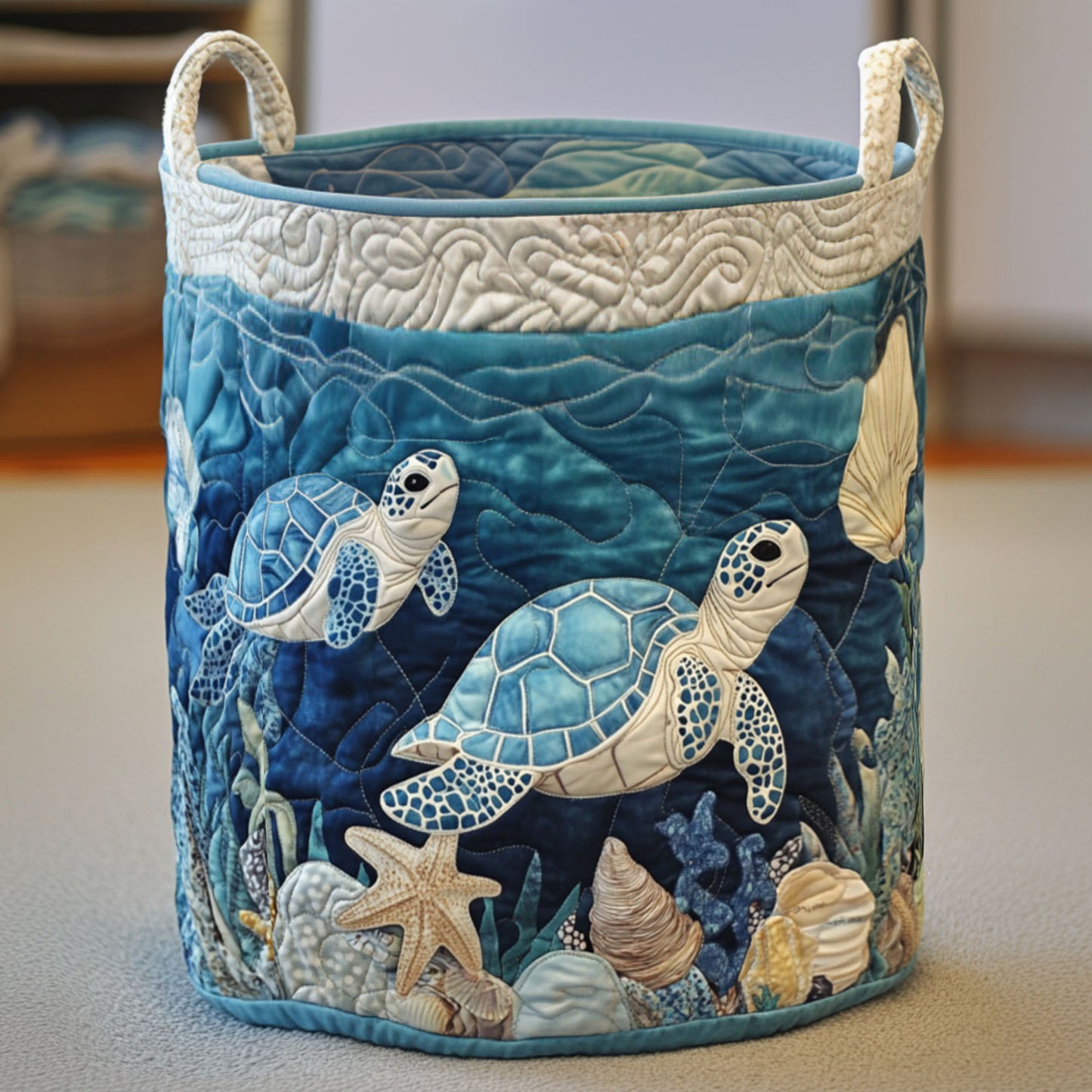 Hug-a-Turtle Quilted Laundry Basket NCU0PTT699