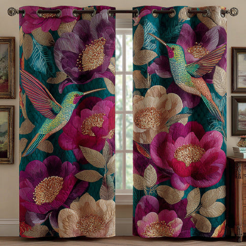 Hummingbird Bloom Quilted Curtains NCU0DH762