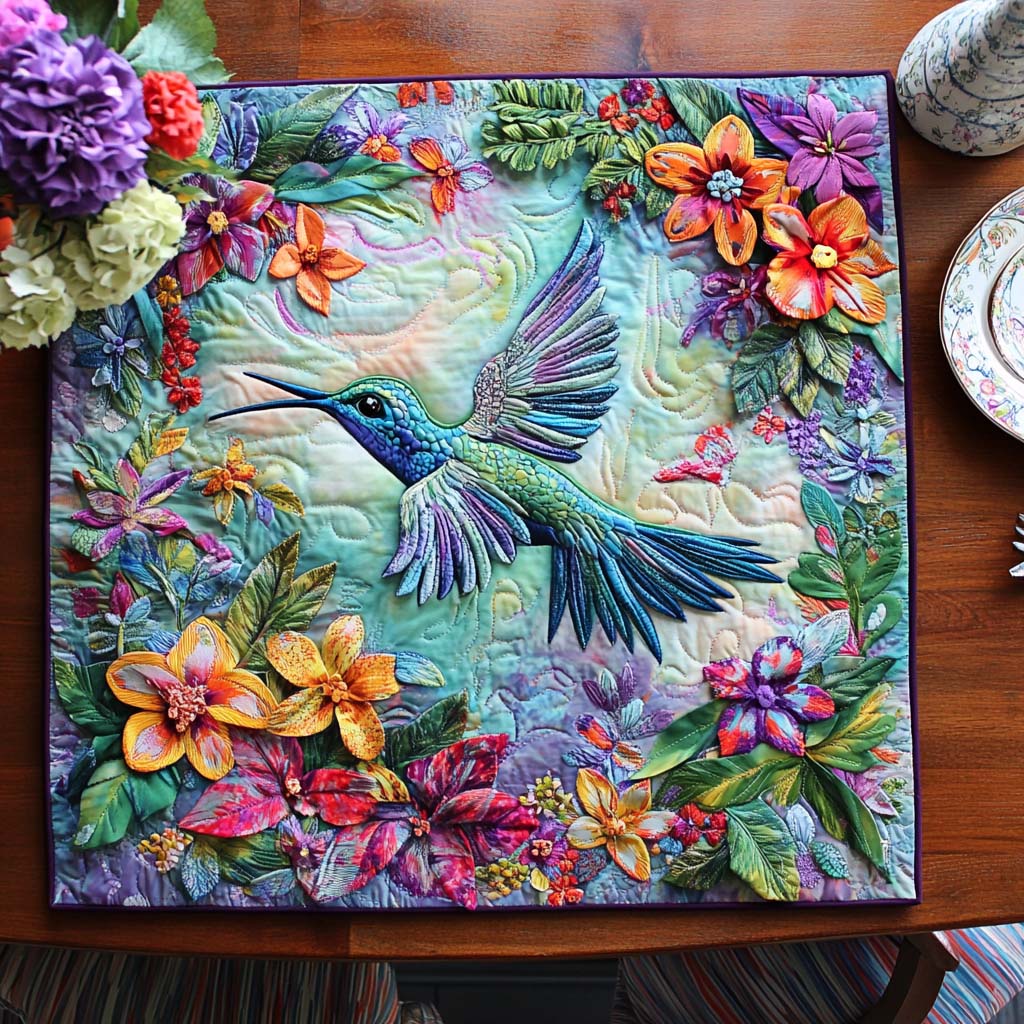 Hummingbird Charm Quilted Table Topper NCU0DDK516