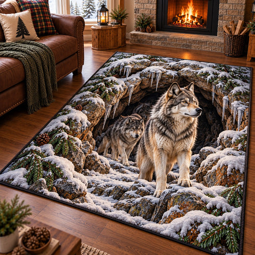 Icicle Den Wolf Area Rug SN0HH0952