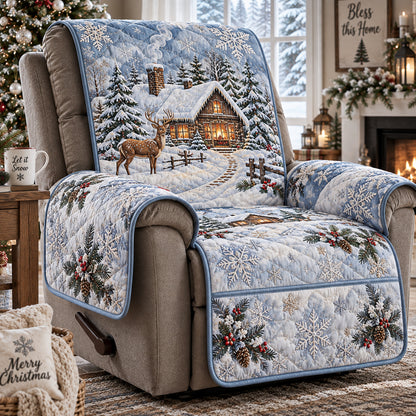 Icy Blue Cabin Quilted Sofa Cover SN0DV948