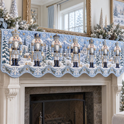 Icy Blue Nutcracker Parade Quilted Mantel Scarf SN0TV980