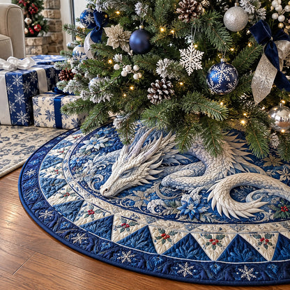 Icy Dragon Christmas Quilted Tree Skirt SN0PT1403