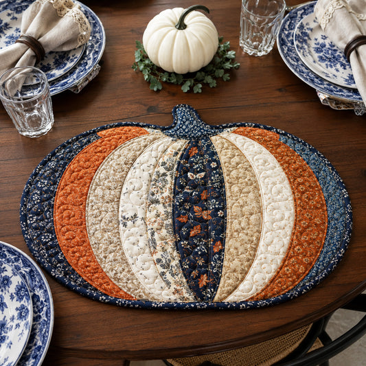 Indigo Pumpkin Custom Shape Quilted Placemat SN0TV019