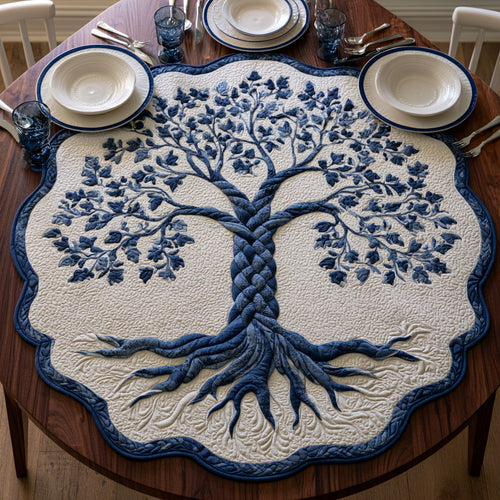 Indigo Wood Custom Shape Quilted Table Topper NCU0LV296