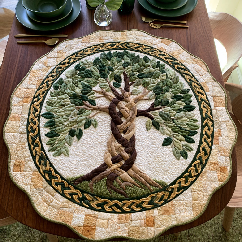 Intertwined Trunk Custom Shape Quilted Table Topper NCU0LV286