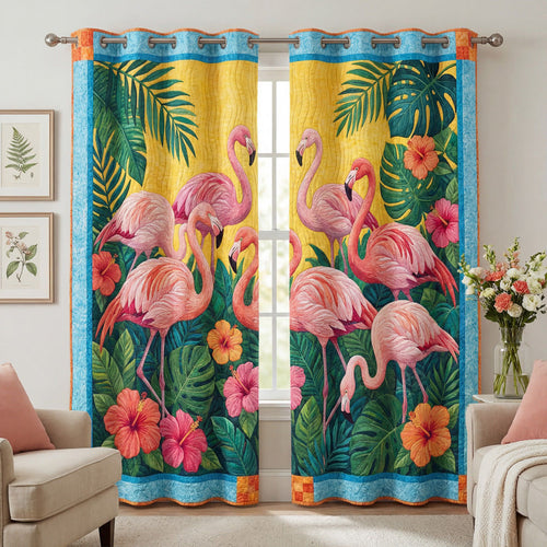 Island Flamingo Glow Quilted Curtains NCU0DH940