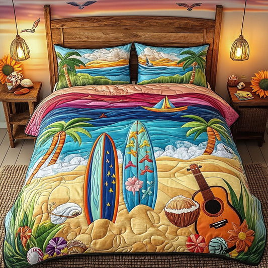 Island Surf 3-Piece Quilted Bedding Set NCU0VL1836