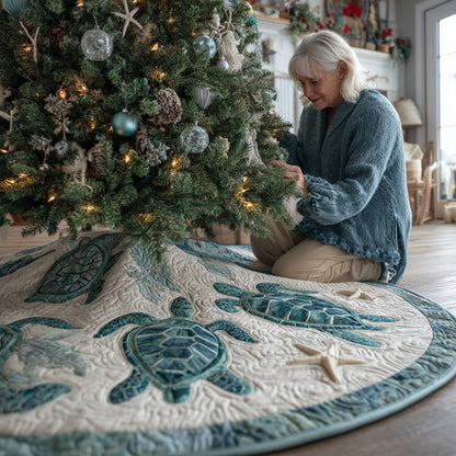 Island Wanderer Turtle Christmas Quilted Tree Skirt NCU0DV1420