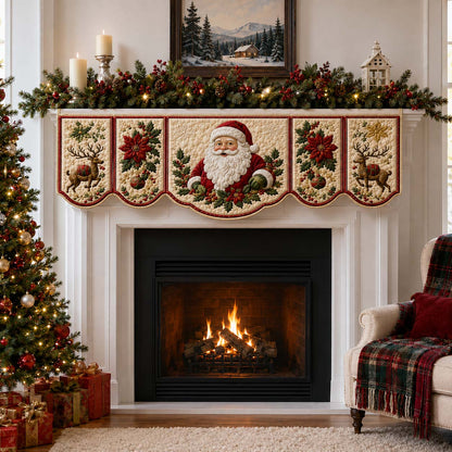 Ivory Santa Claus Quilted Mantel Scarf SN0HH0233