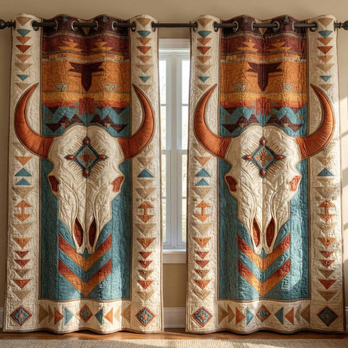 Ivory Longhorn Quilted Curtains NCU0DX045