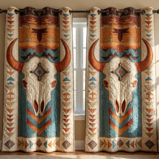 Ivory Longhorn Quilted Curtains NCU0DX045