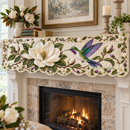 Ivory Magnolia Flight Quilted Mantel Scarf SN0TV948