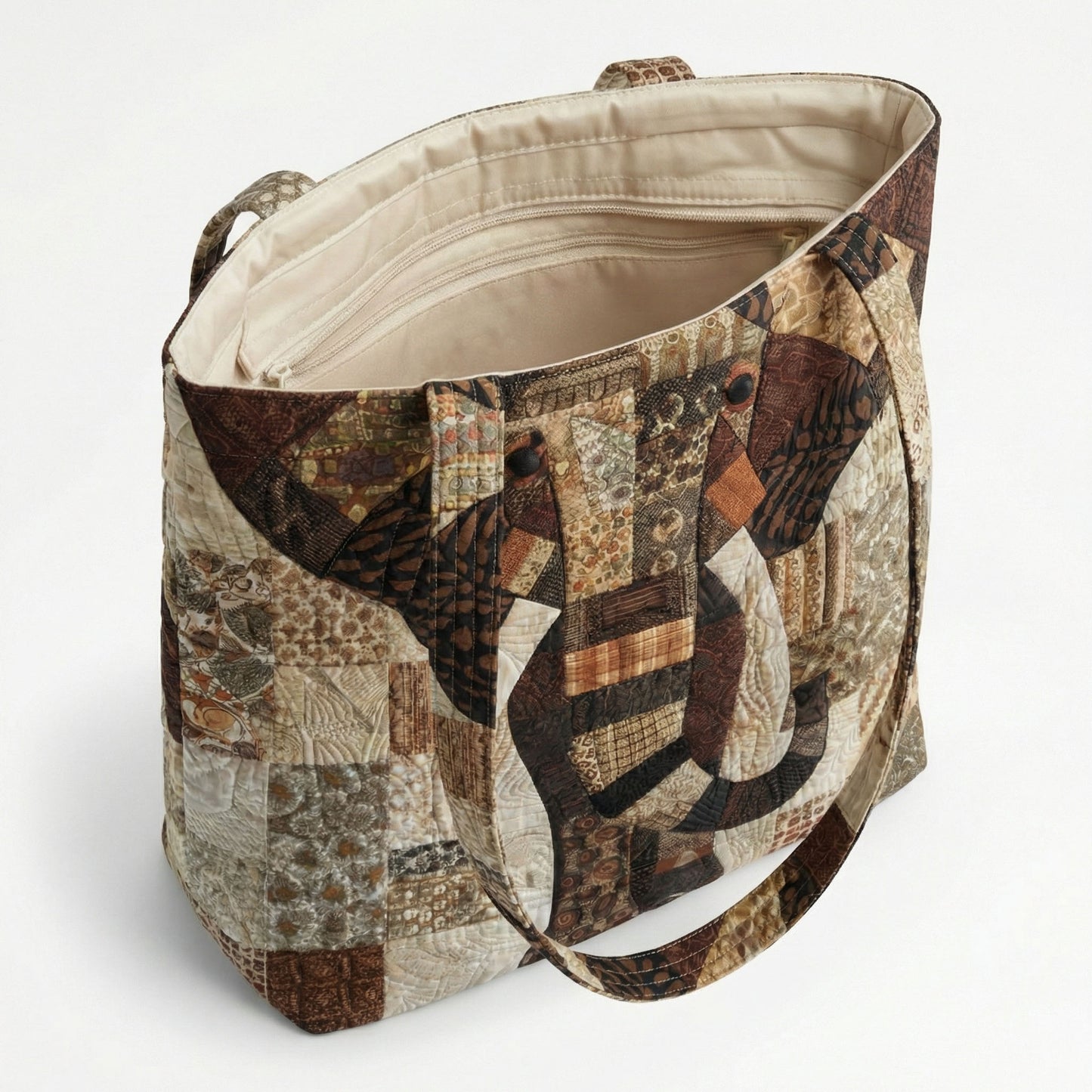 Ivory Patch Quilted Zipper Tote Bag SN0DK013