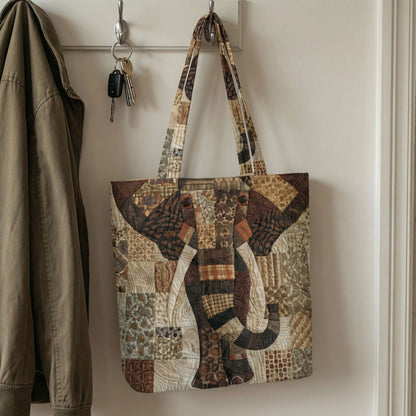 Ivory Patch Quilted Zipper Tote Bag SN0DK013