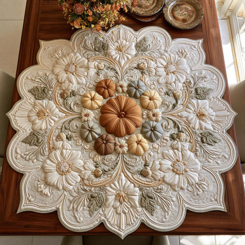 Ivory Pumpkin Lace Custom Shape Quilted Table Topper SN0DV193