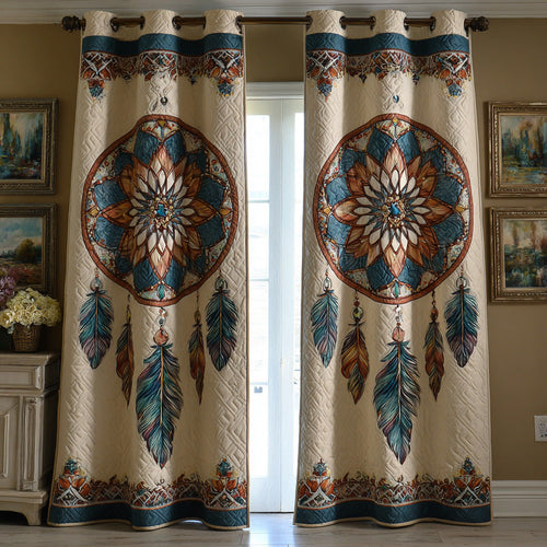 Ivory Sacred Catcher Quilted Curtains NCU0DH876