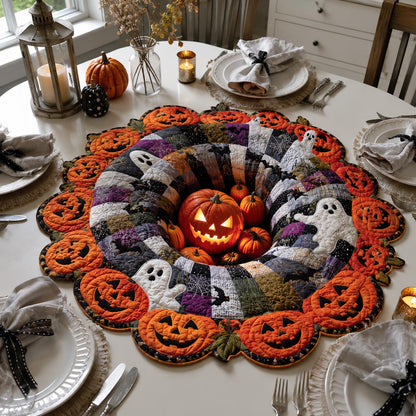 Jack O Lantern Ghost Portal Custom Shape Quilted Table Topper SN0DV377