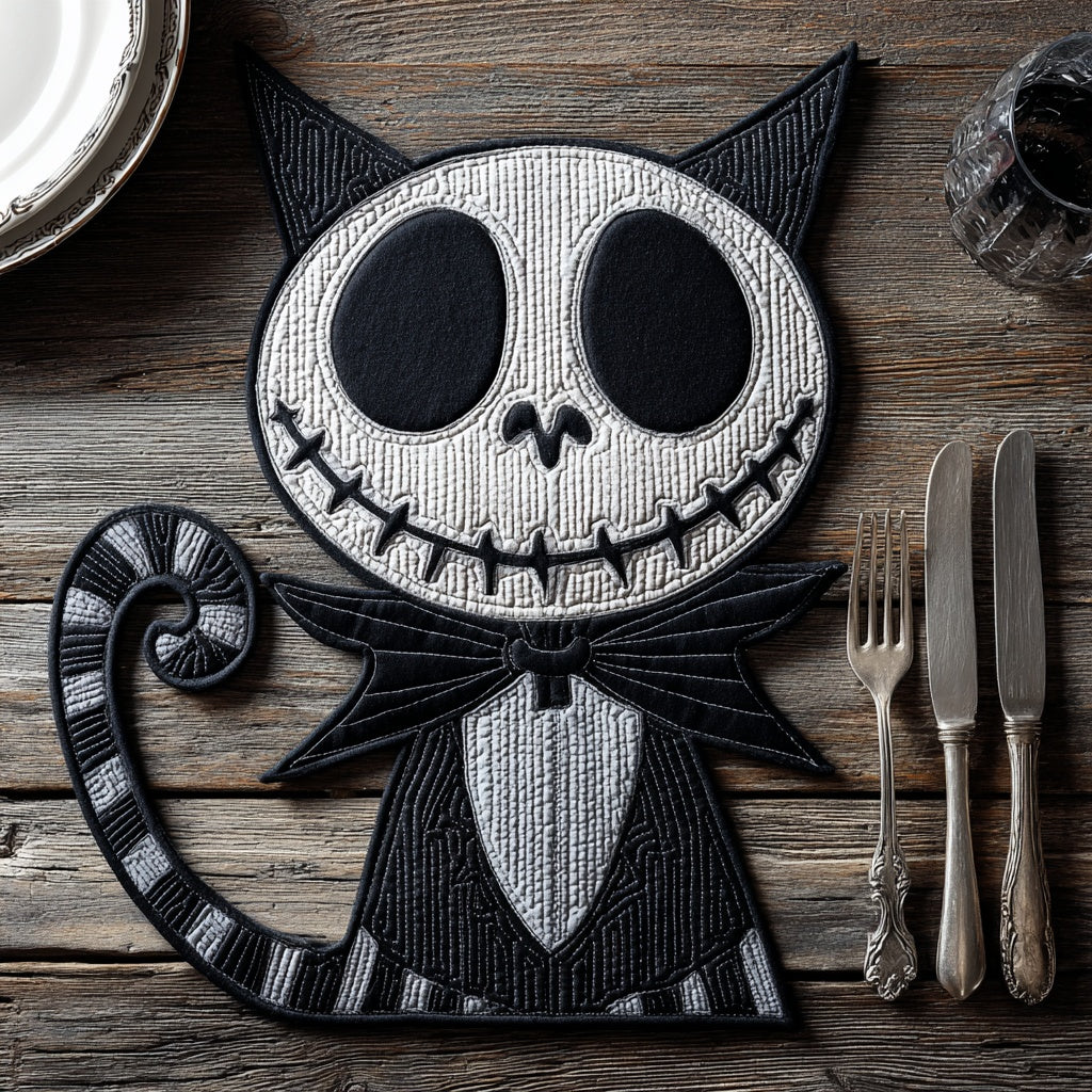 Jack Skellington Cat Custom Shape Quilted Placemat NCU0LV052