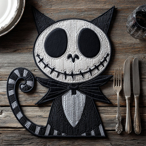 Jack Skellington Cat Custom Shape Quilted Placemat NCU0LV052
