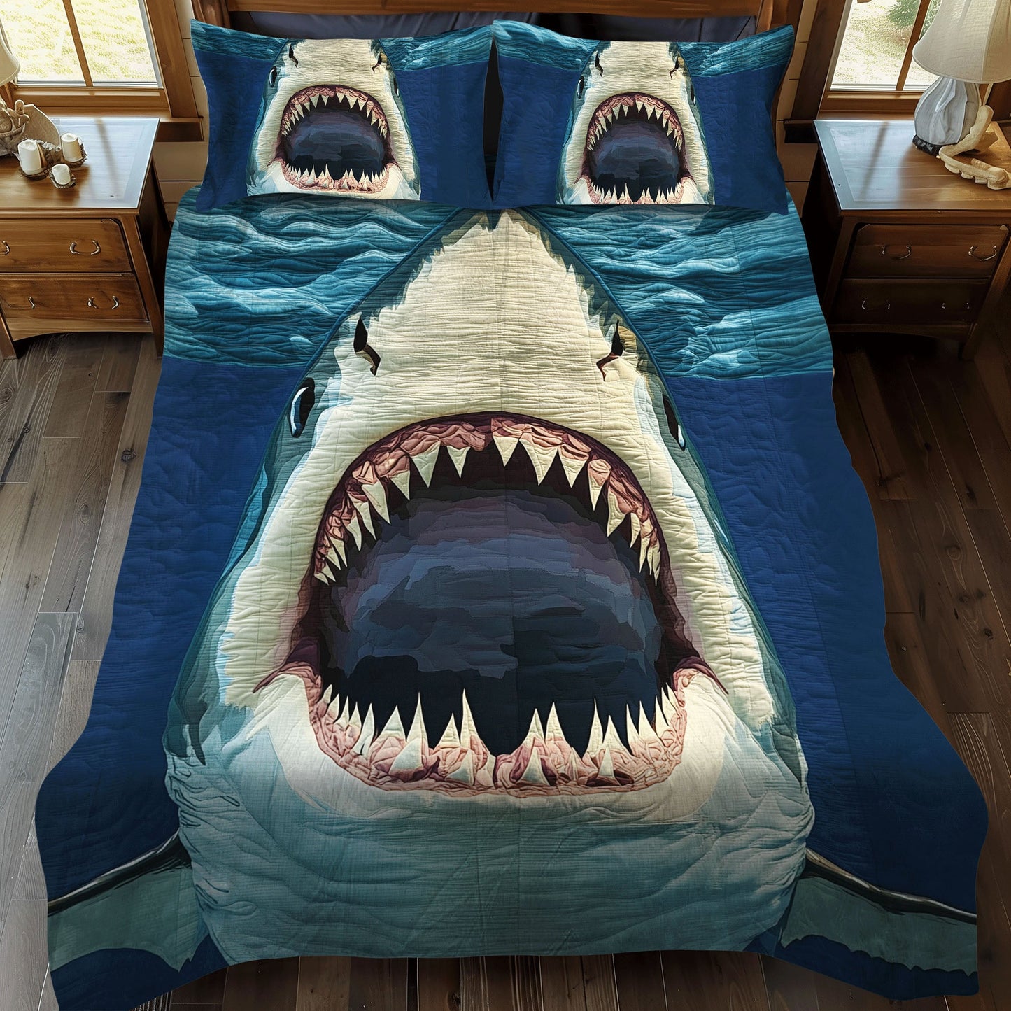 Jaws 3-Piece Quilted Bedding Set NCU0DV933