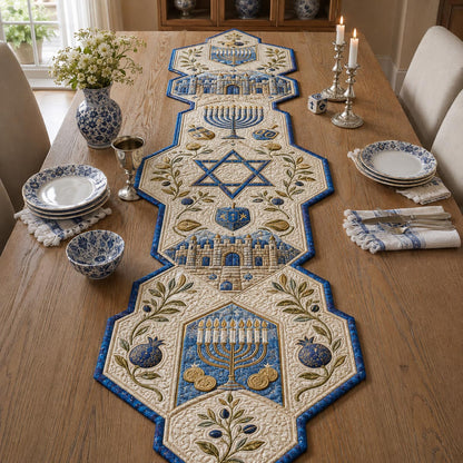 Jerusalem Hanukkah Custom Shape Quilted Table Runner SN0DV386