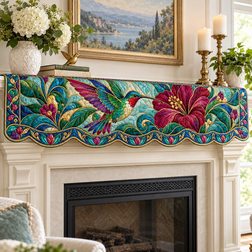Jewel Hibiscus Hummer Quilted Mantel Scarf SN0TV950