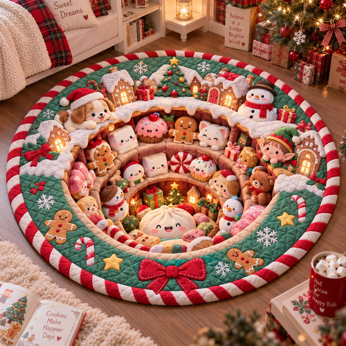 Jingle Bell Candyland Quilted Round Mat SN0DV816
