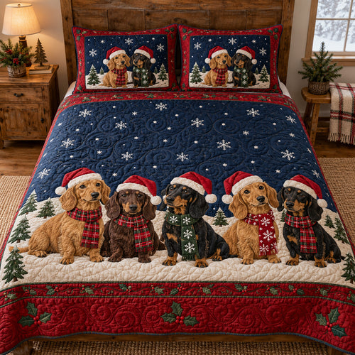 Jolly Doxie Days 3-Piece Quilted Bedding Set SN0TV862