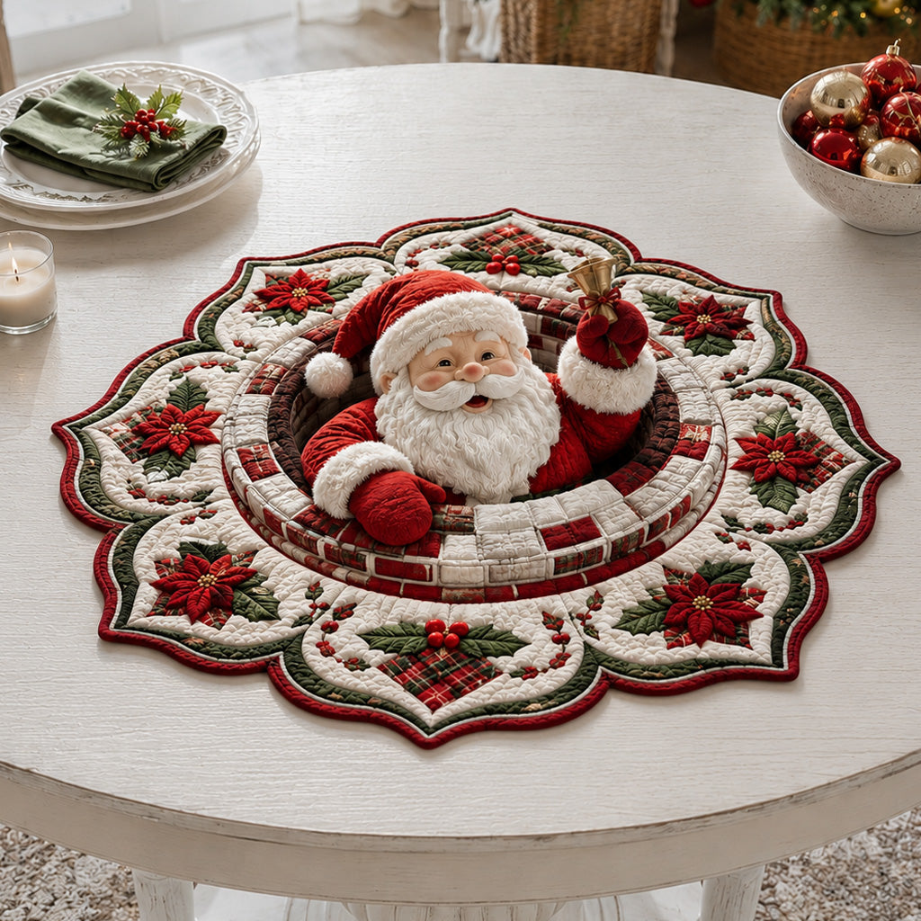 Jolly Santa Claus Custom Shape Quilted Table Topper SN0HH0035