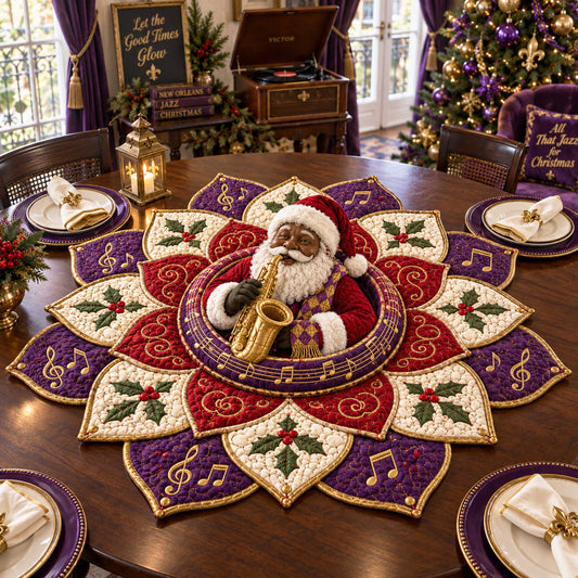 Jolly Santa Custom Shape Quilted Table Topper SN0TD539