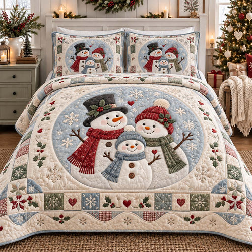 Jolly Snowman 3-Piece Quilted Bedding Set SN0HH0623