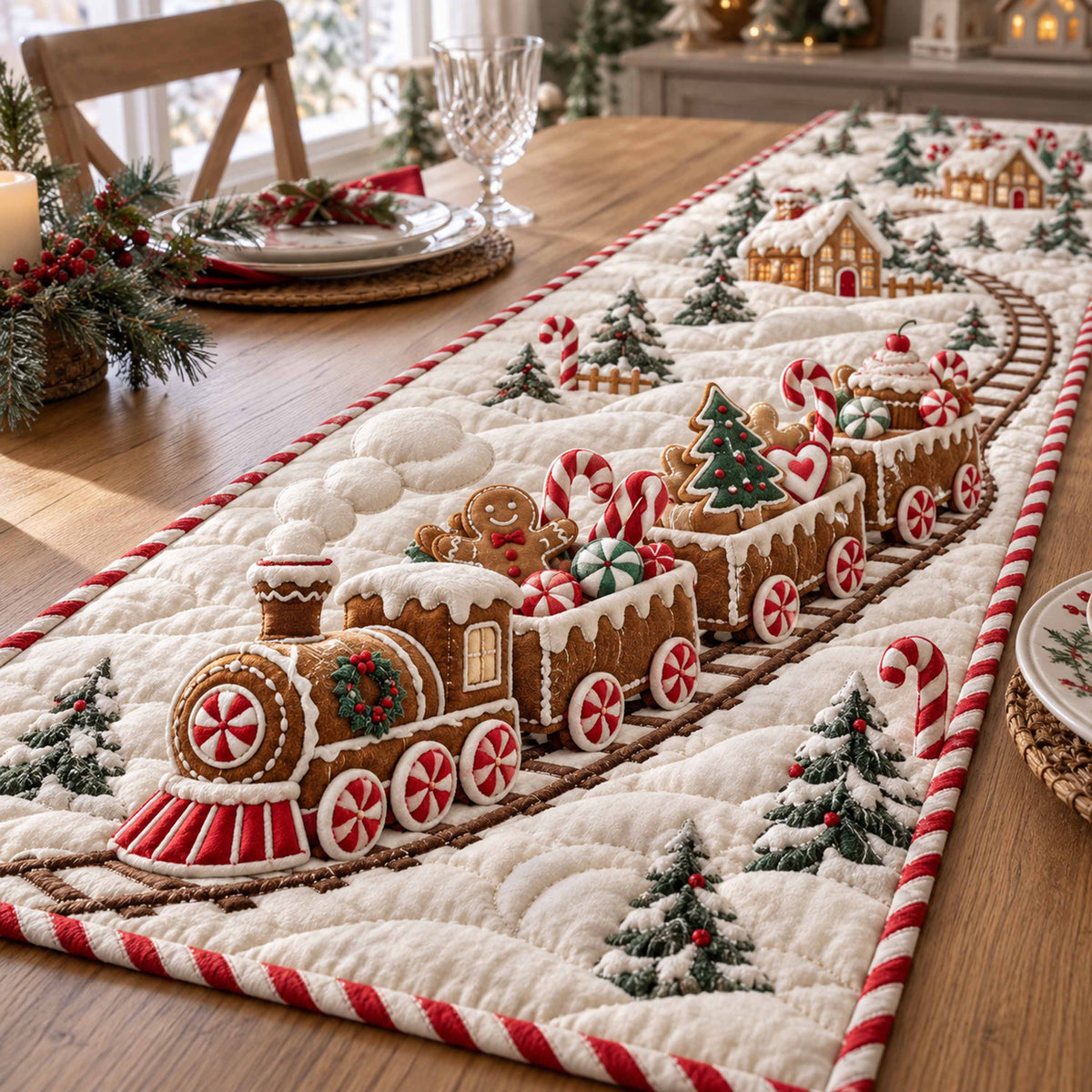 Jolly Train Quilted Table Runner SN0TD1072