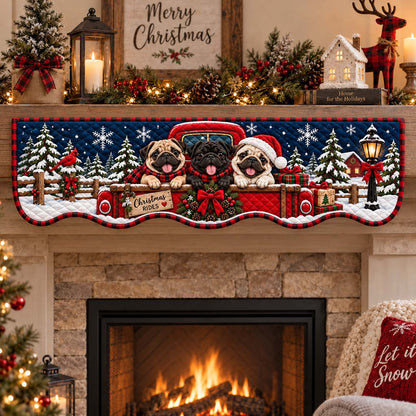Joyful Pug Quilted Mantel Scarf SN0HH0679