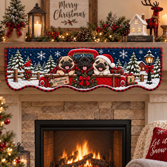 Joyful Pug Quilted Mantel Scarf SN0HH0679