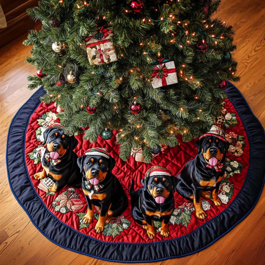 Joyful Rottweiler Christmas Quilted Tree Skirt NCU0DDK1486