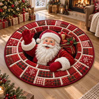Joyful Santa Quilted Round Mat SN0HH0440