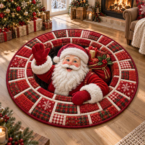 Joyful Santa Quilted Round Mat SN0HH0440