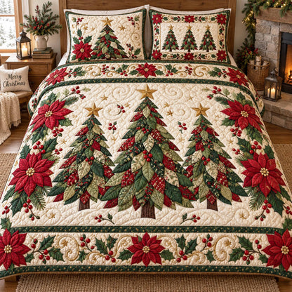 Joyful Spruce 3-Piece Quilted Bedding Set SN0TD1153