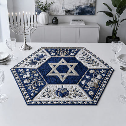 Judaica Pomegranate Bloom Custom Shape Quilted Table Topper SN0HH0167