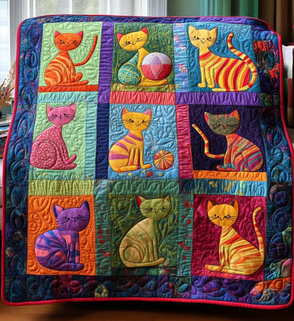 Kaleidoscope Kittens Quilted Blanket NCU0DV621