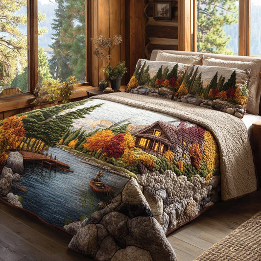 Lakeside Cabin 3-Piece Quilted Bedding Set NCU0LV134