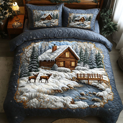 Lakeside Log Cabin 3-Piece Quilted Bedding Set NCU0DK3679