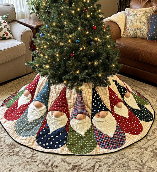 Land of Gnome Quilted Christmas Tree Skirt NCU0PT1029