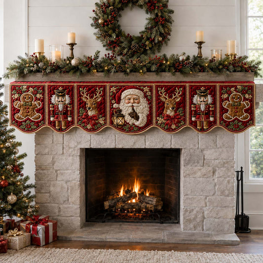Lantern Santa Claus Quilted Mantel Scarf SN0HH0226