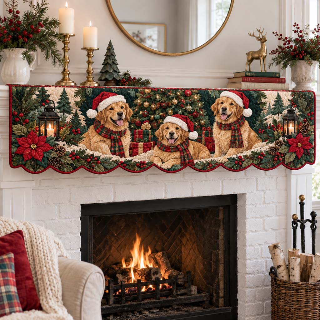 Lantern Golden Retriever Quilted Mantel Scarf SN0HH0398