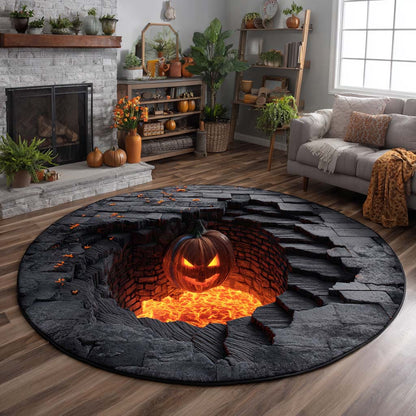 Lava Pit Pumpkin Quilted Round Mat NCU0XD931