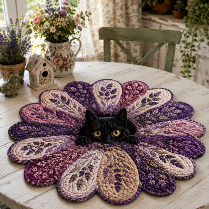Lavender Petal Cat Custom Shape Quilted Table Topper SN0DV231