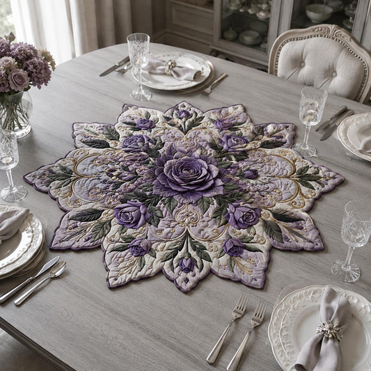 Lavender Rose Star Custom Shape Quilted Table Topper SN0DV462